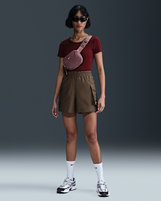 新作人気【ADIDAS】Essential Woven High Waisted Cargo Shorts adidas Essentials Woven High-Waist Cargo Shorts - Blue